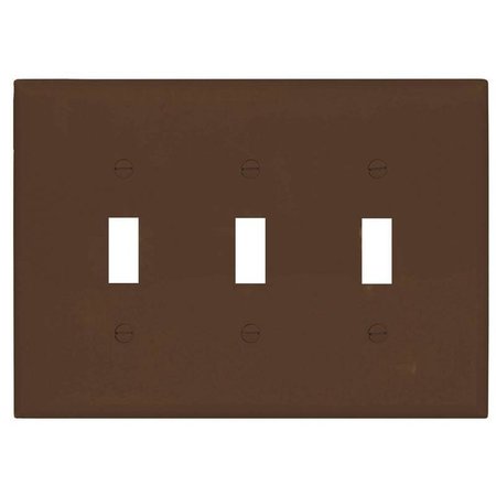 EATON WIRING DEVICES Wall Plate 3Gang Tgl Mid Brown PJ3B